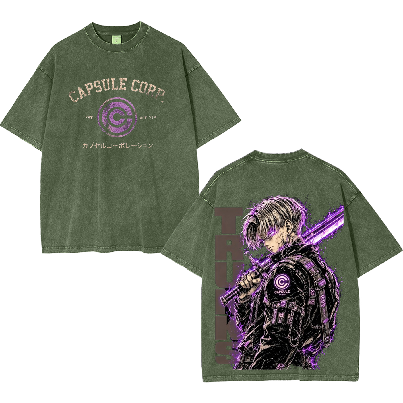 Future Trunks Dragon Ball Z Capsule Corp Anime Unisex Washed T-Shirt
