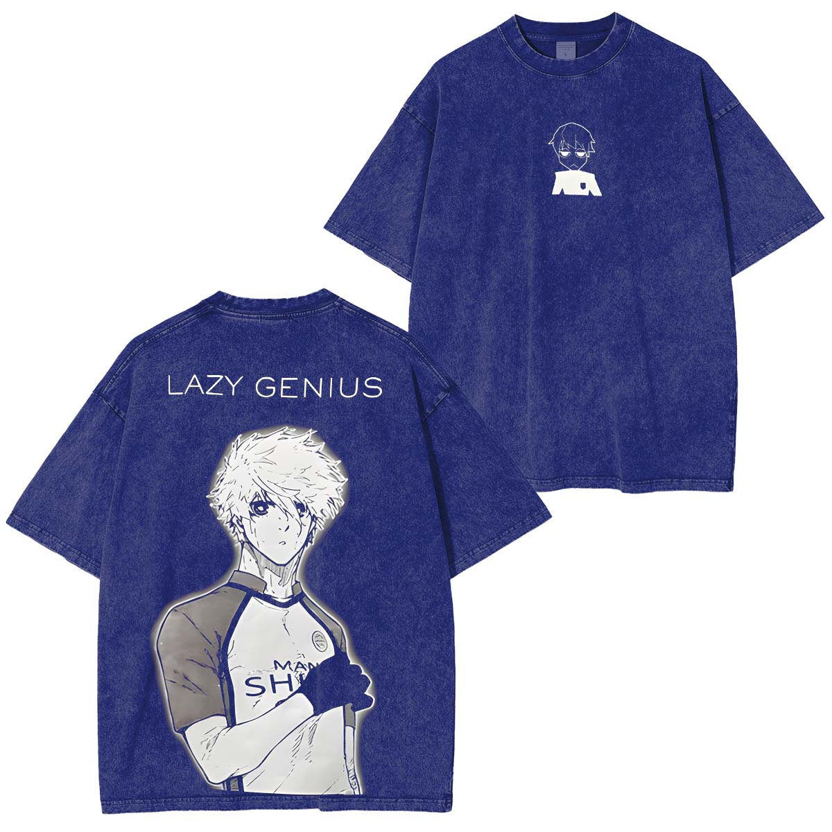 Blue Lock Striker Anime Double Printed Washed TeeStriker Anime Double Printed Washed Tee