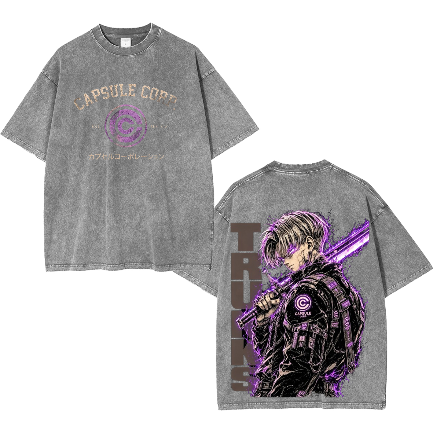 Future Trunks Dragon Ball Z Capsule Corp Anime Unisex Washed T-Shirt