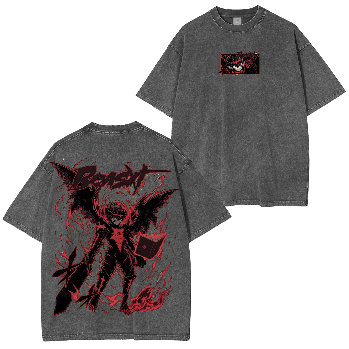 Black Clover Asta Vintage Unisex  Washed T-Shirt