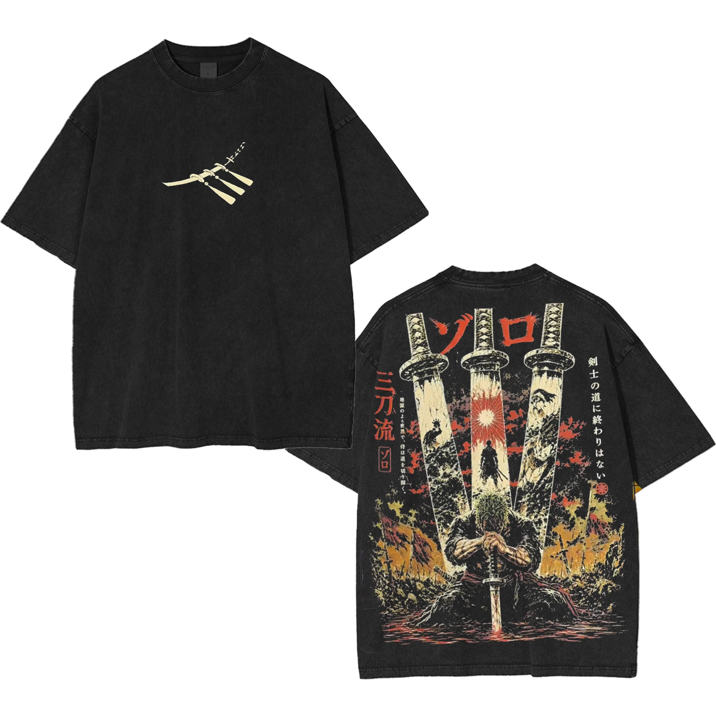 Roronoa Zoro One Piece Unisex Washed T-Shirt-Back