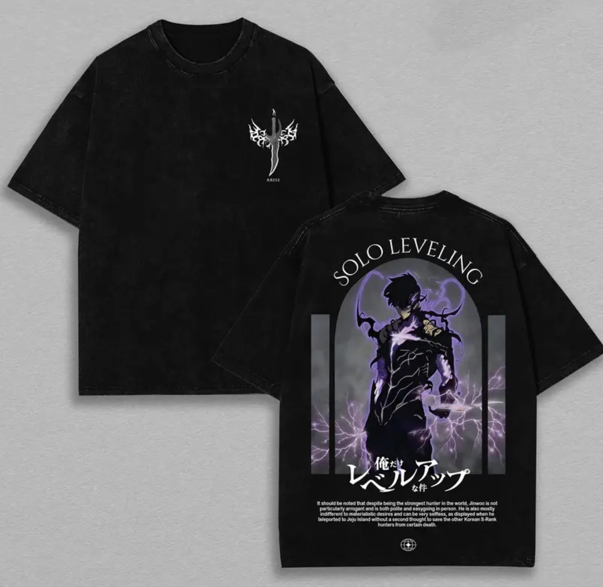 Solo Leveling Printed Unisex Washed T-Shirt