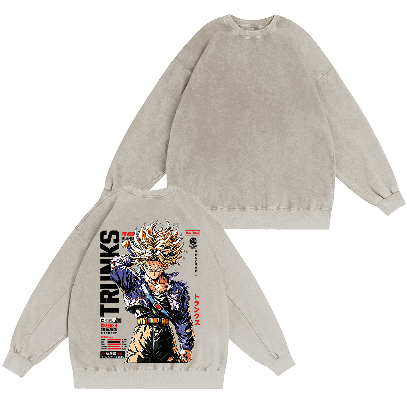 Future Trunks Dragon Ball Vintage Unisex  Washed T-Shirt-Back