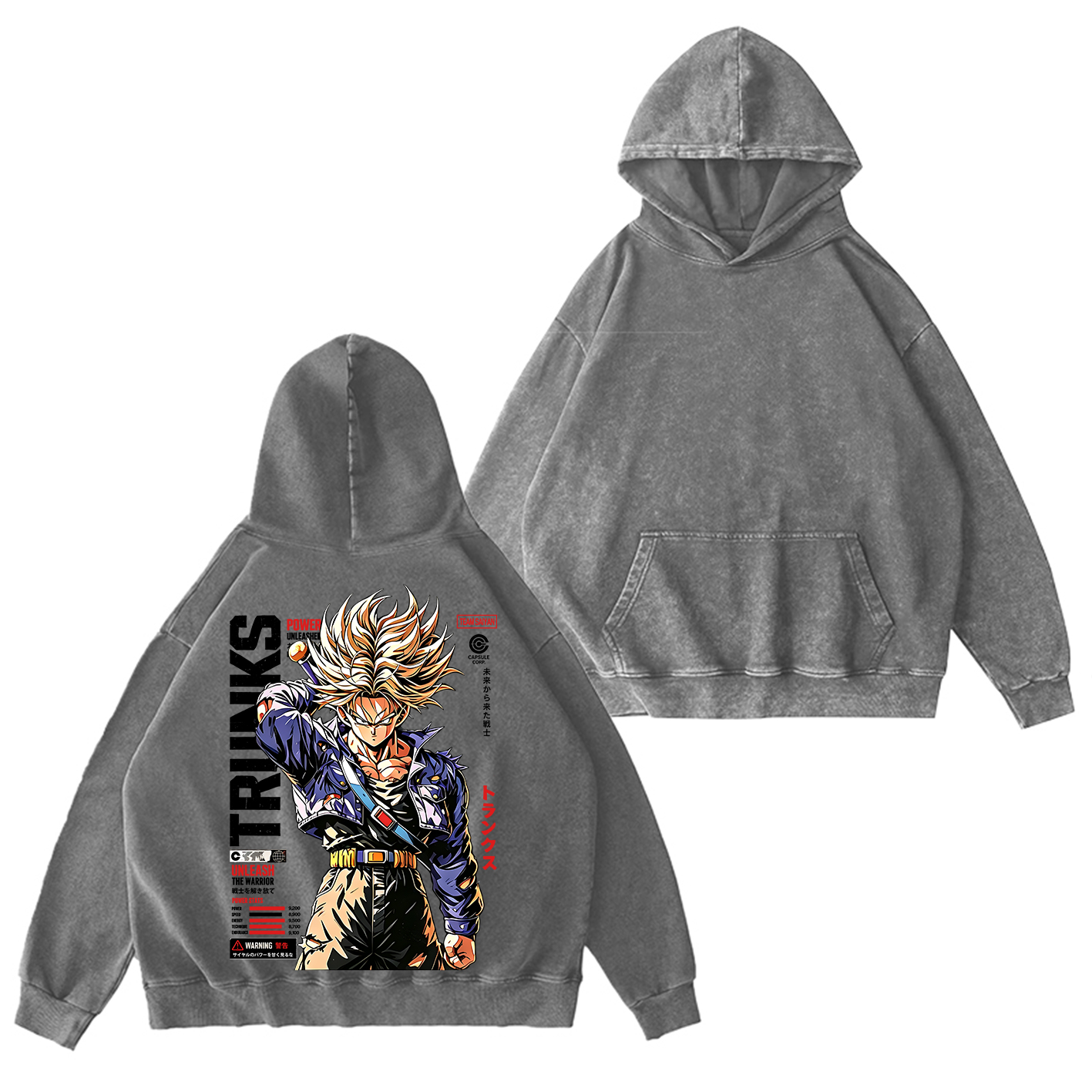 Future Trunks Dragon Ball Vintage Unisex  Washed T-Shirt-Back