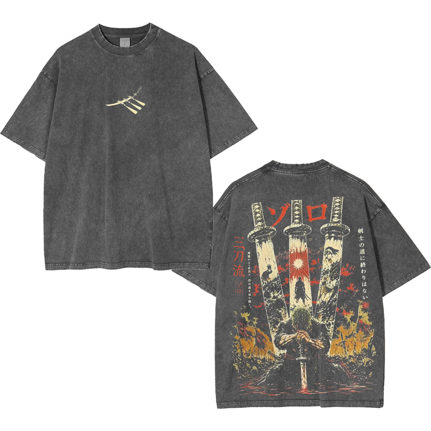 Roronoa Zoro One Piece Unisex Washed T-Shirt-Back