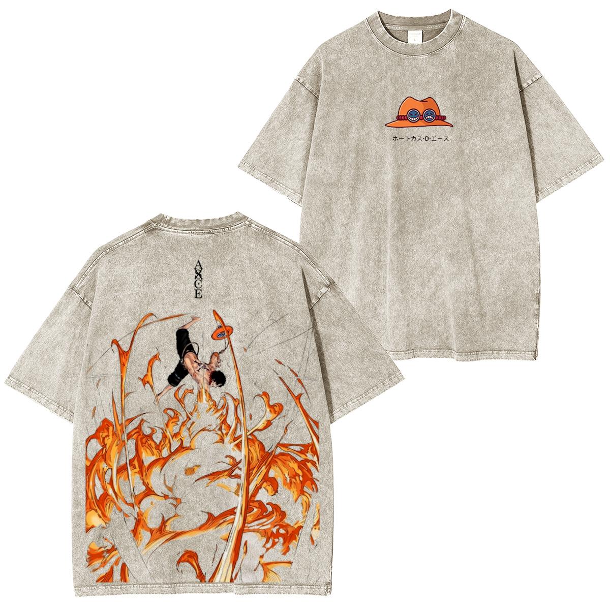 One Piece Portgas D. Ace Vintage washed T-shirt/Crewneck/Hoodie