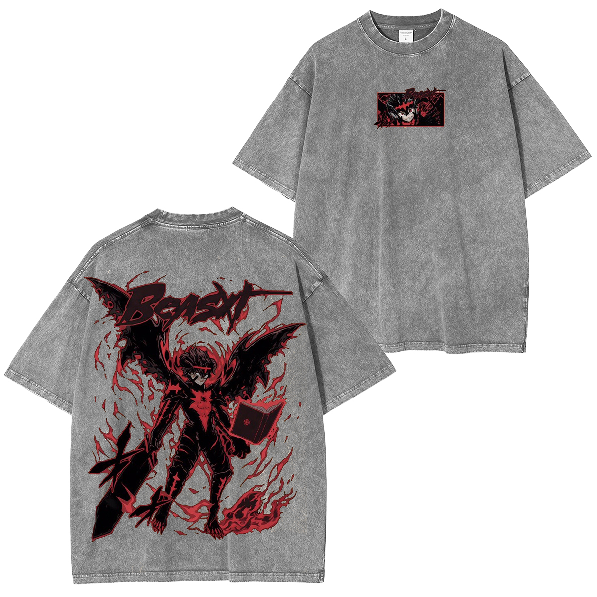 Black Clover Asta Vintage Unisex  Washed T-Shirt