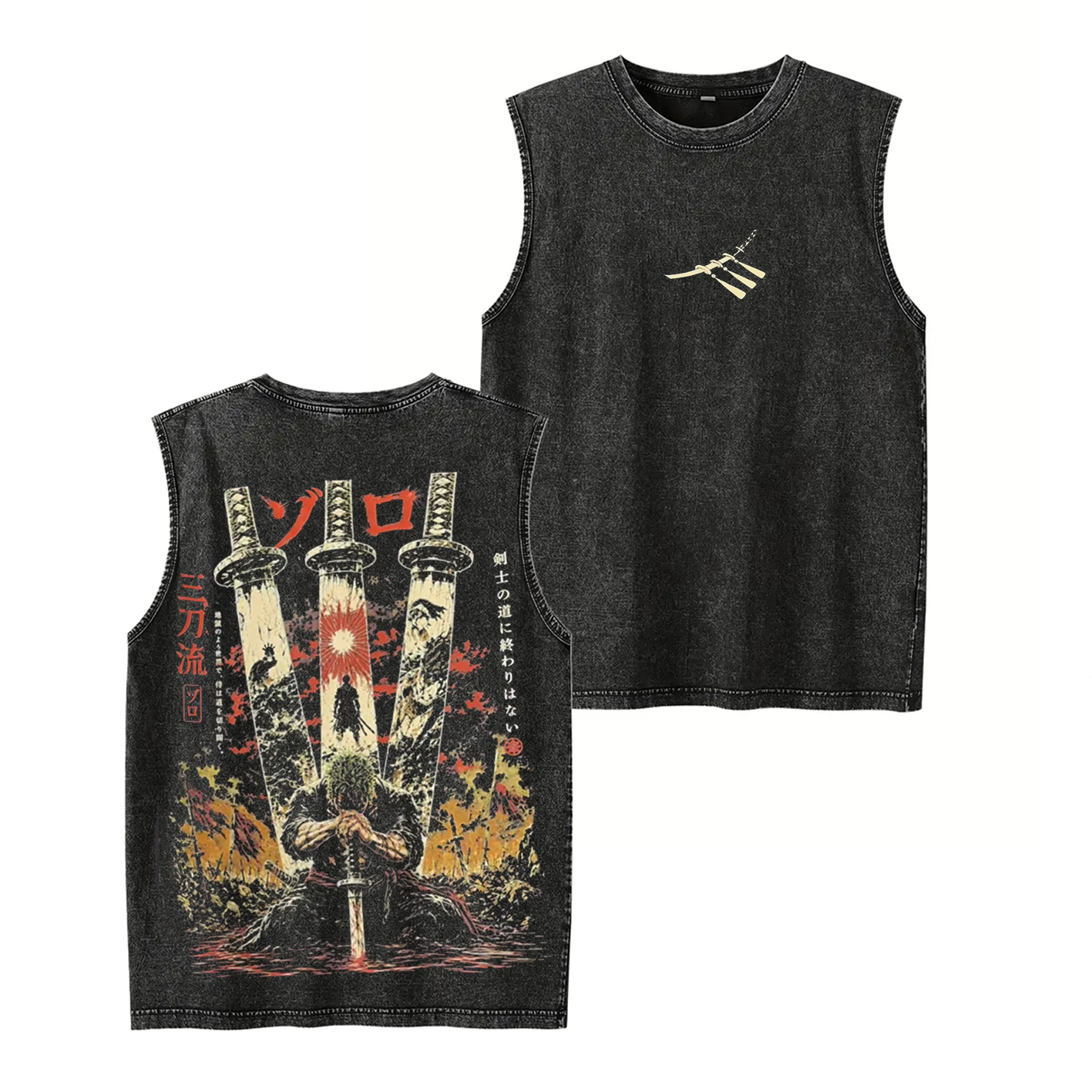 Roronoa Zoro One Piece Unisex Washed T-Shirt-Back