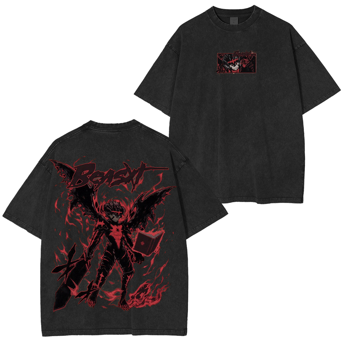 Black Clover Asta Vintage Unisex  Washed T-Shirt
