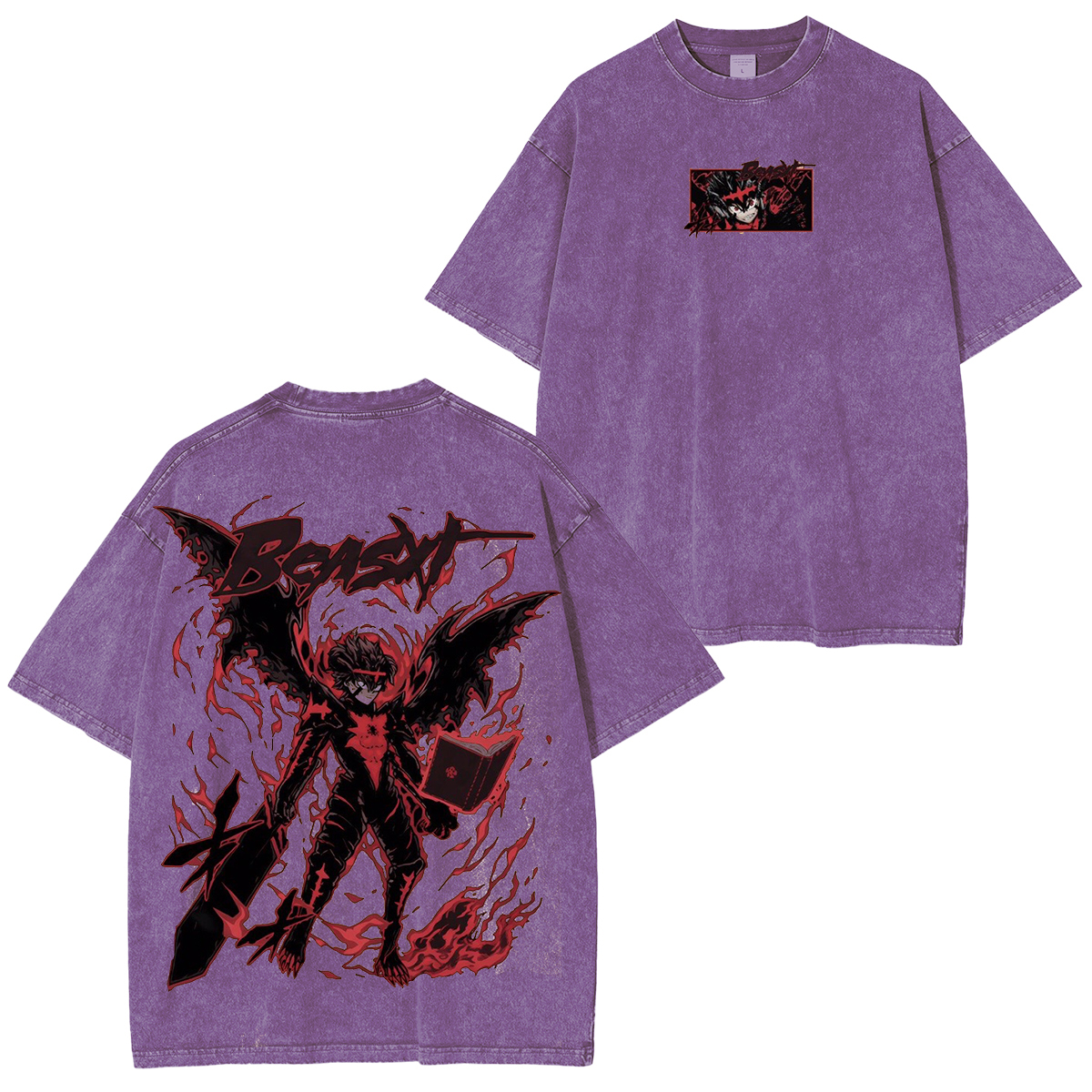 Black Clover Asta Vintage Unisex  Washed T-Shirt
