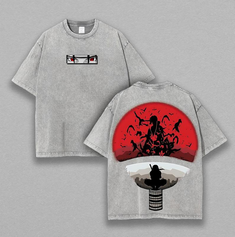Retro Vintage Limited Uchiha Itachi the Betrayer - Naruto Anime Double Printed Washed Tee Unisex Oversize Anime Manga Lightweight Cotton T-Shirt Anime Fan