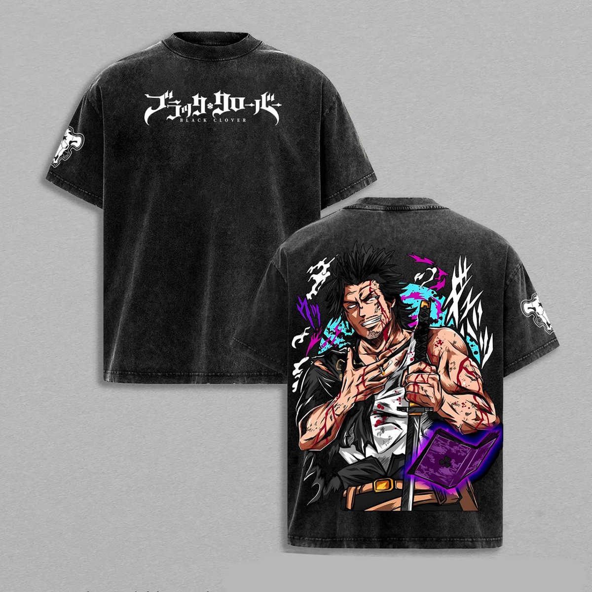Yami Sukehiro Black Clover washed T-shirt