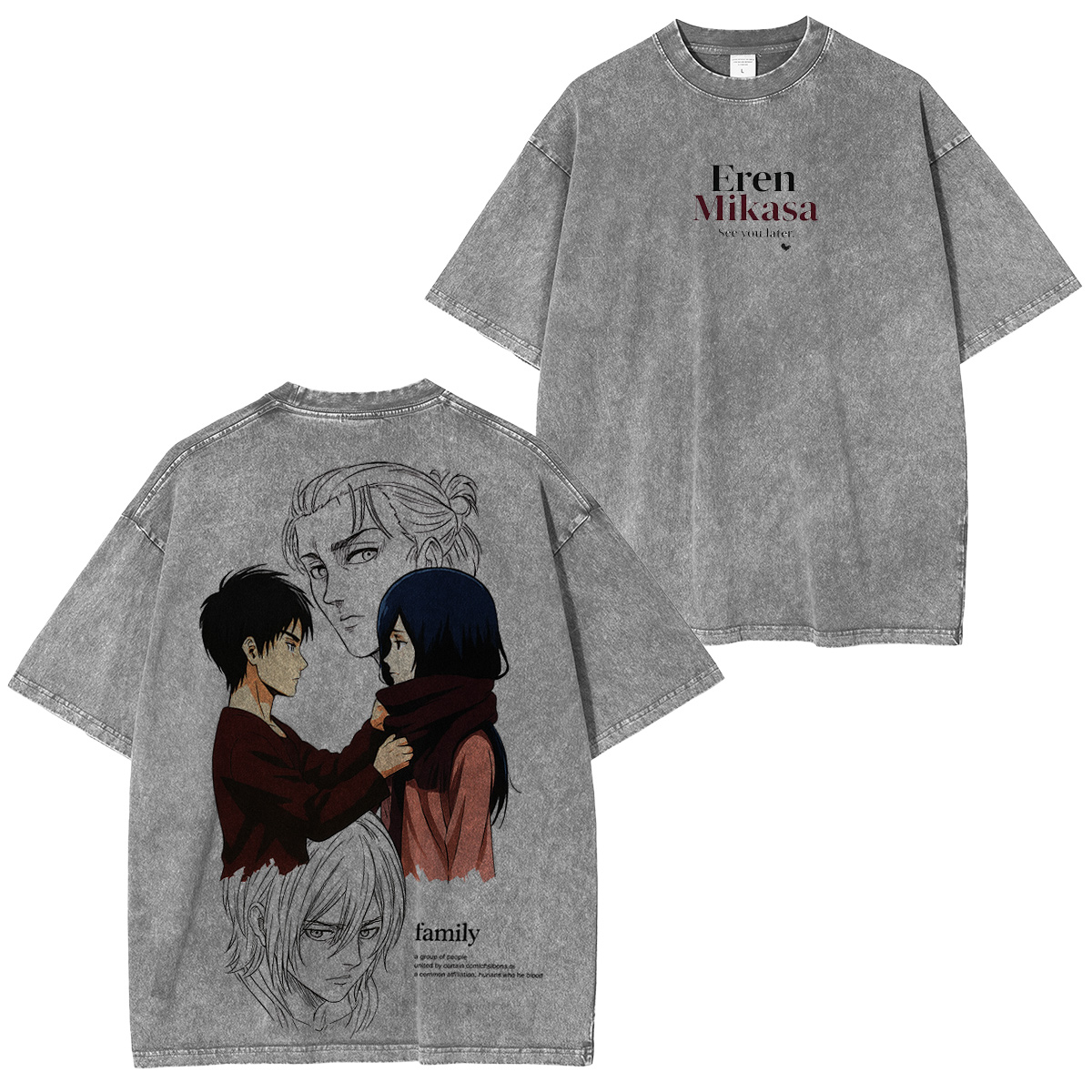 Attack on Titan：Eren Yeager Mikasa Vintage washed T-shirt/Crewneck/Hoodie
