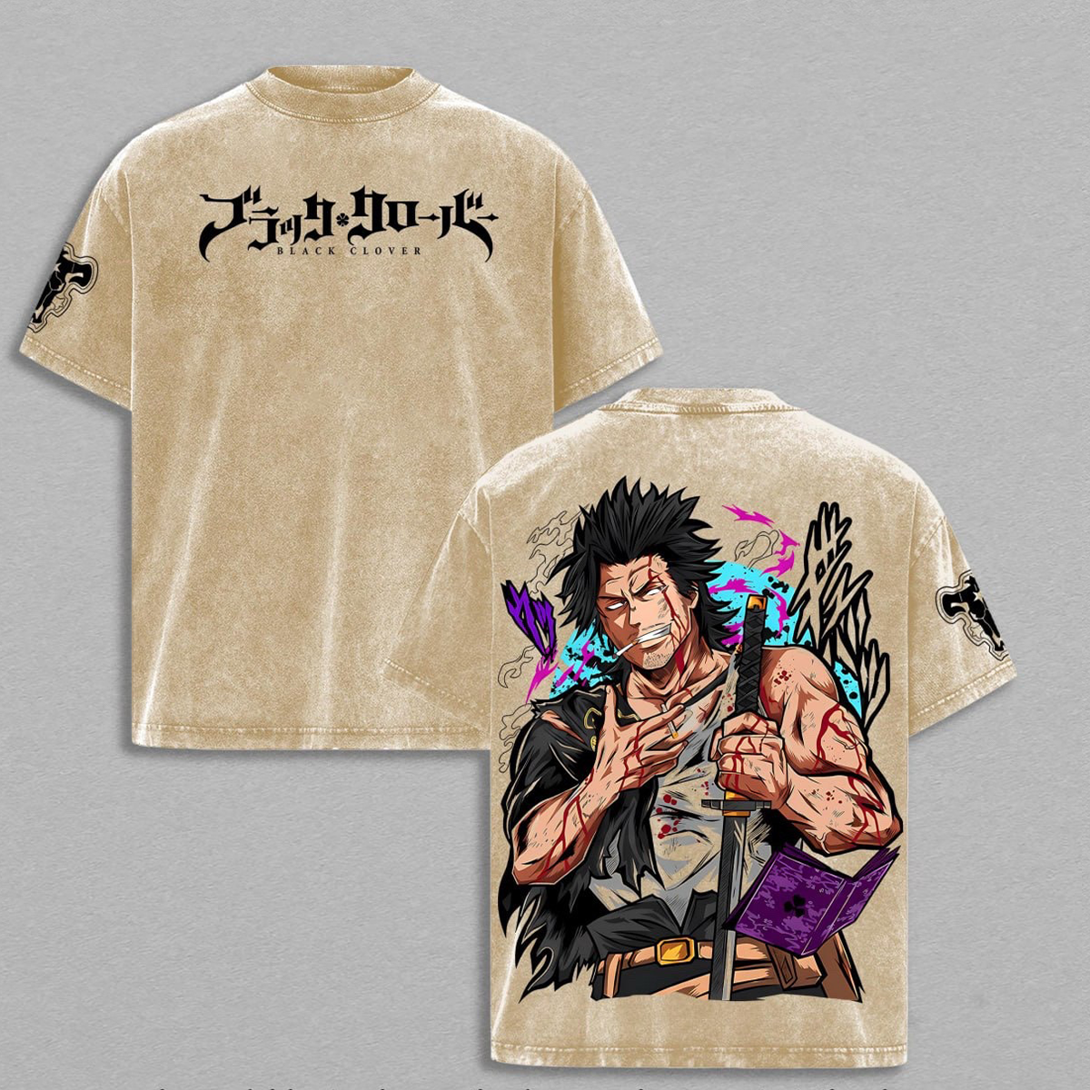 Yami Sukehiro Black Clover washed T-shirt