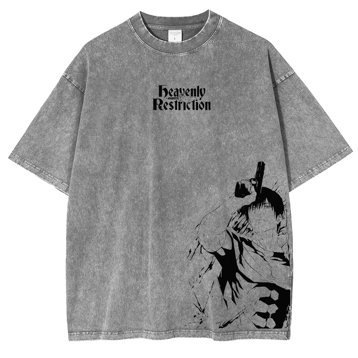 JJK Sorcerer Killer Toji Fushiguro Heavenly Restriction Acid Wash Anime Vintage Washed T-shirt/Crewneck