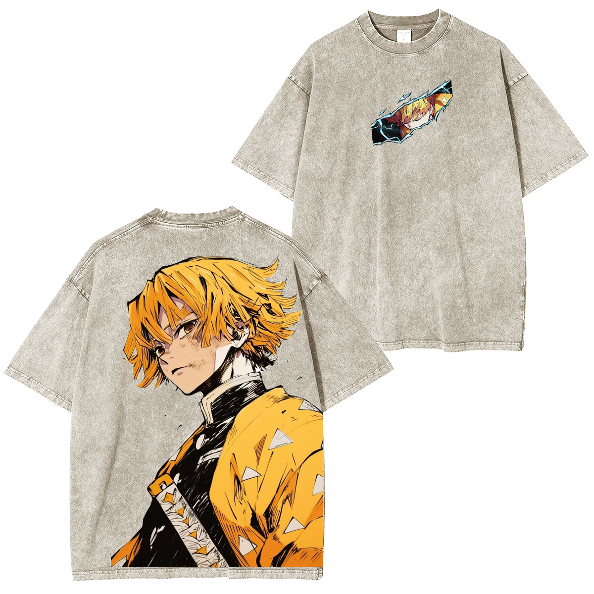 Demon Slayer Zenitsu Agatsuma Vintage Anime Washed T-shirt