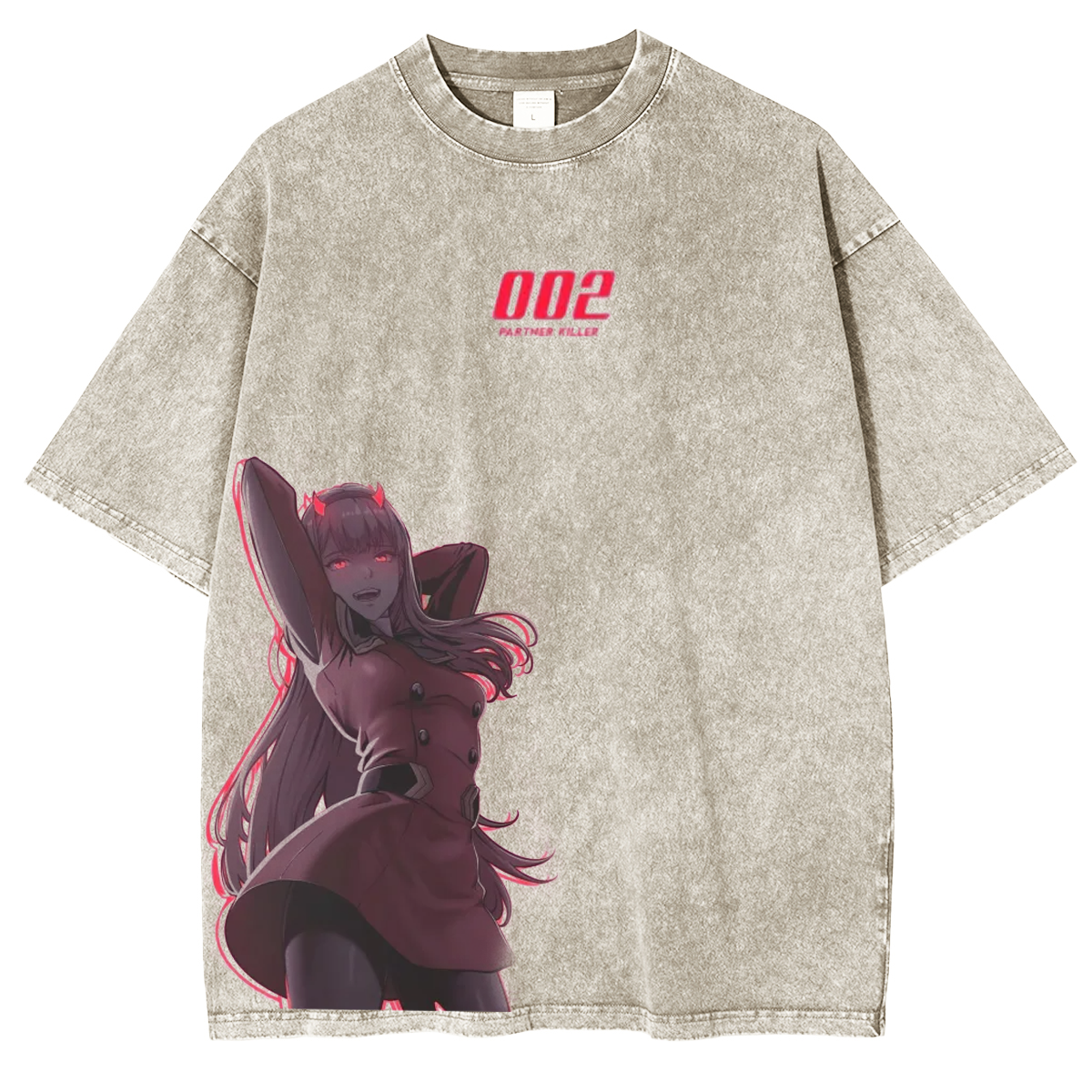 Zero Two Anime Washed T-shirt