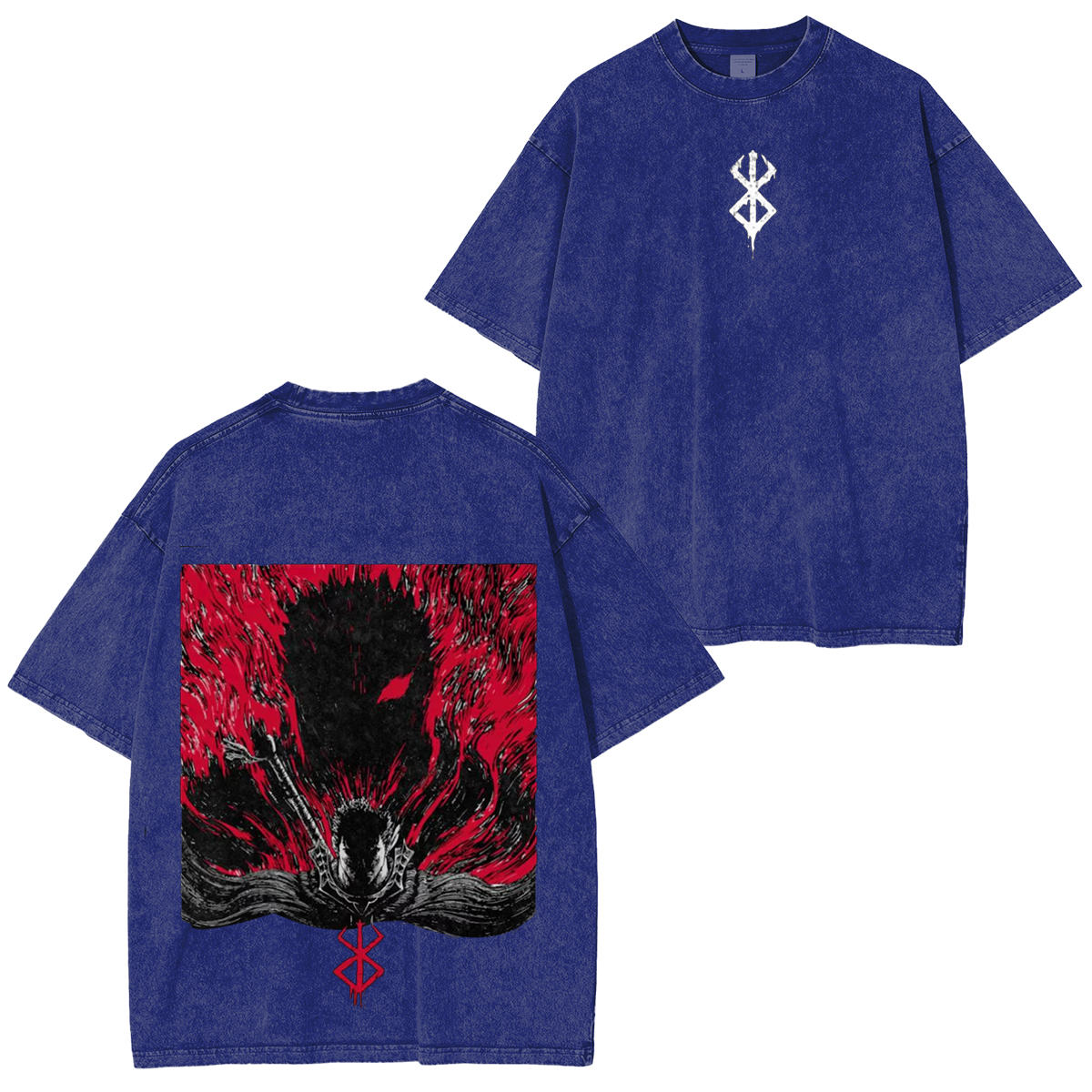 Berserk Anime Snow Washed Oversized Cotton Washed T-Shirt