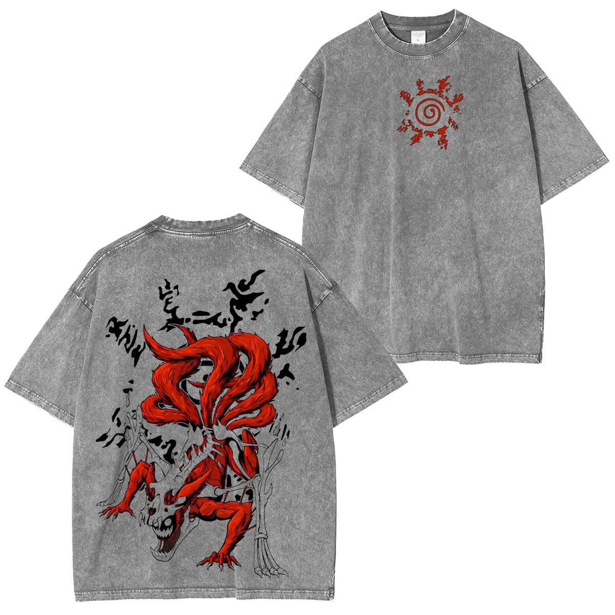 Naruto Ninetails Anime Washed T-shirt/Crewneck/Hoodie