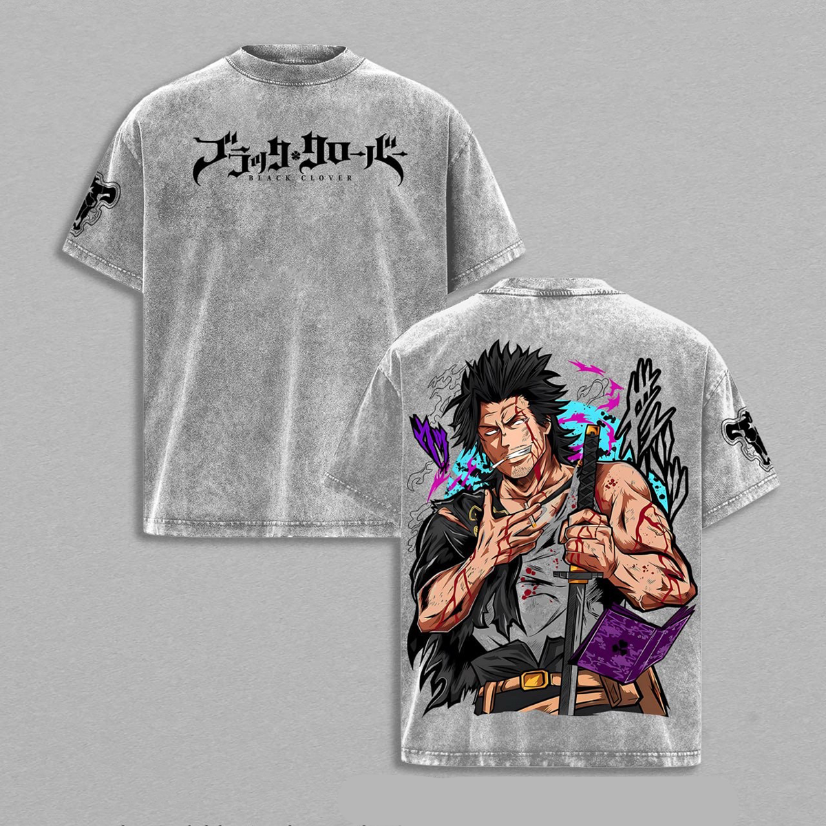 Yami Sukehiro Black Clover washed T-shirt