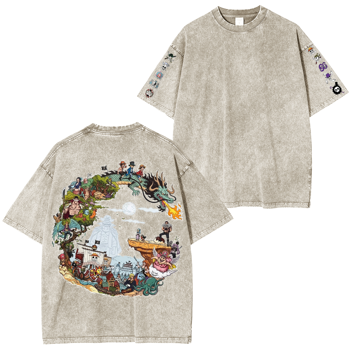 One Piece  Oversized Unisex Washed T-Shirt