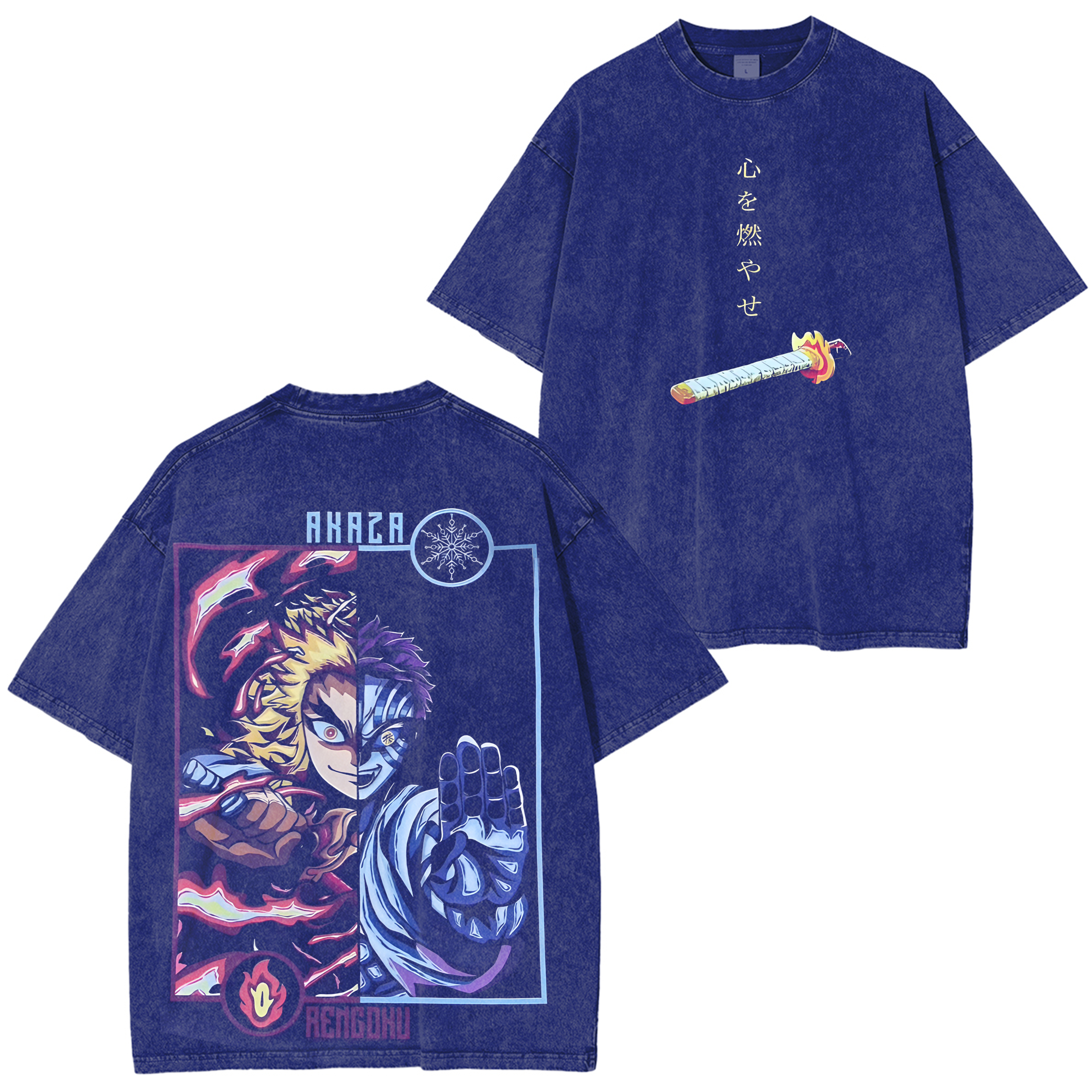 New Rengoku Kyoujurou Akaza Graphic Print Shirt