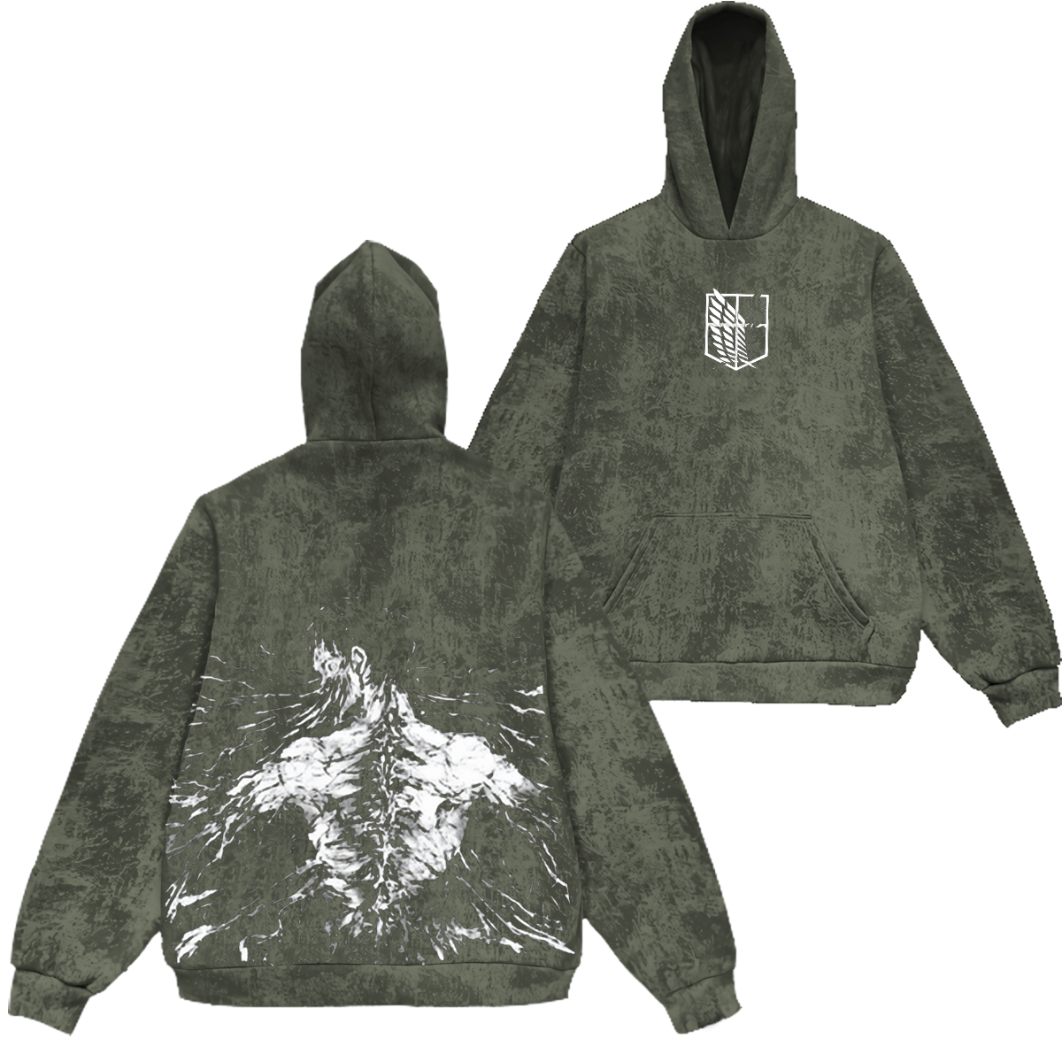 Eren Yeager Inspired Anime Eren Vintage Washed Hooded Sweatshirt