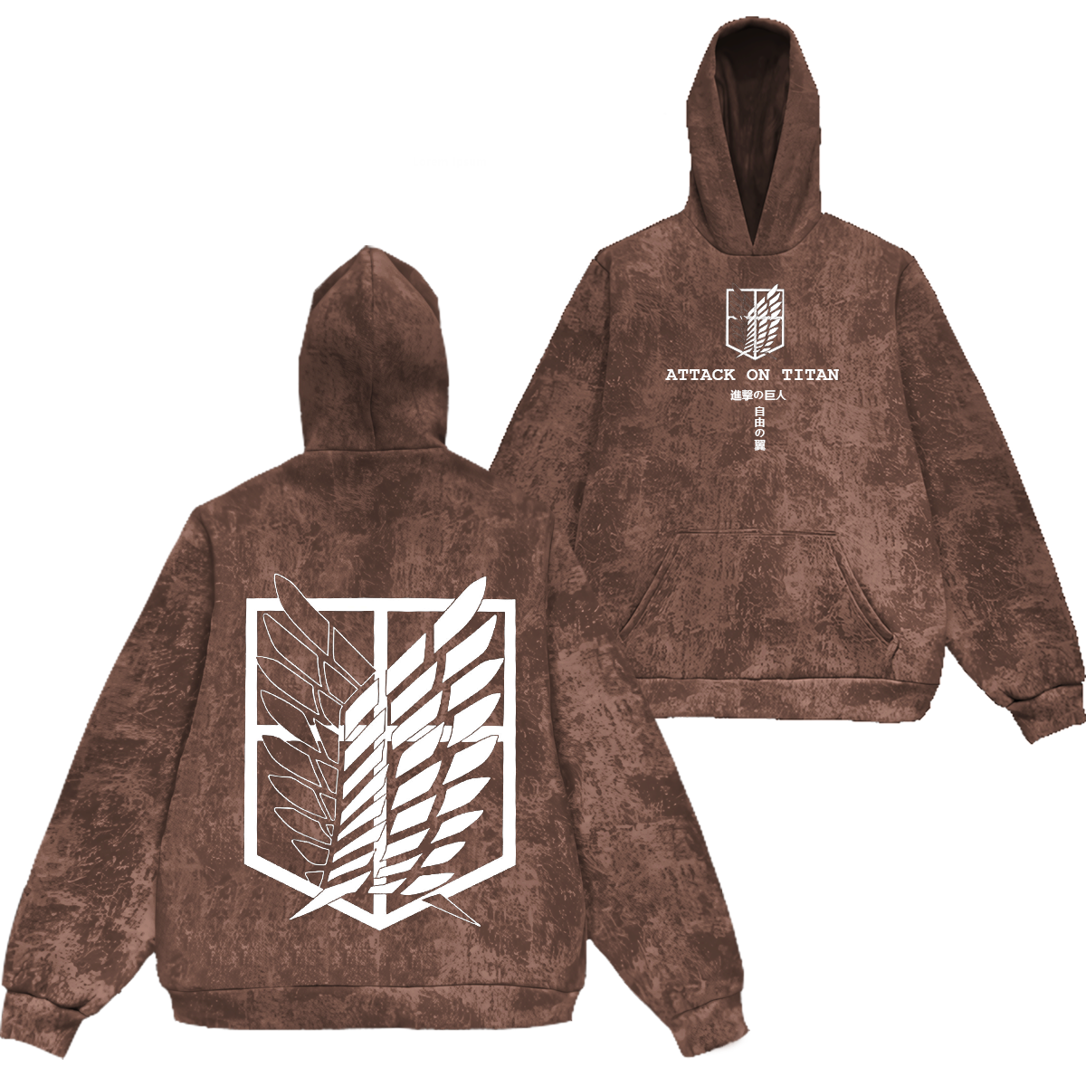 Attack On Titan Corps Mikasa Eren Vintage Washed Hooded Sweatshirt