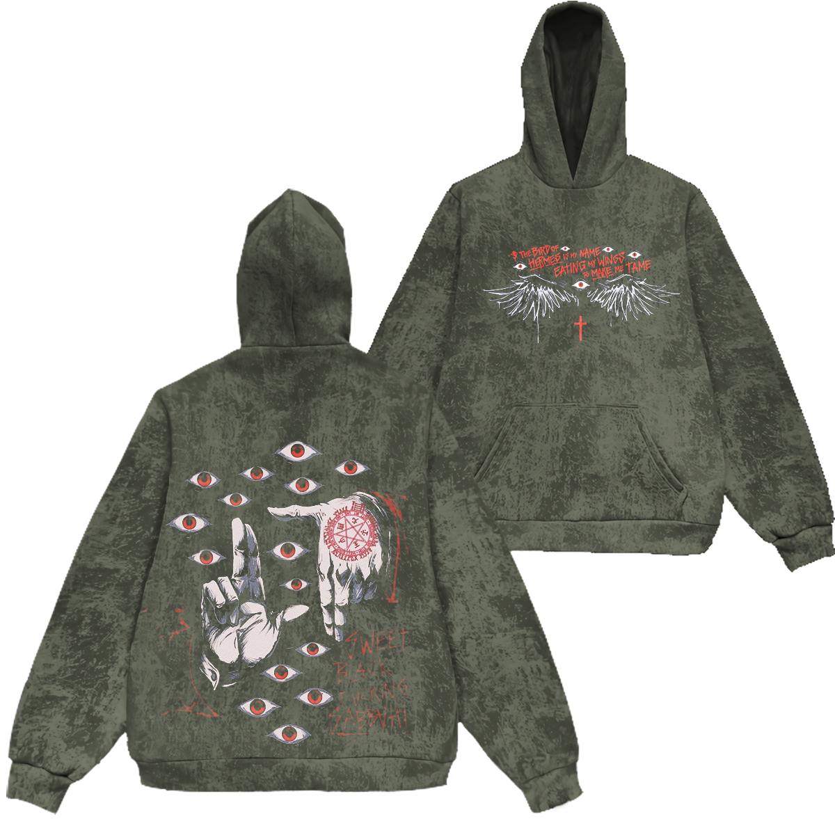 Alucard The Wings Hellsing Retro Vintage Washed Hooded Sweatshirt