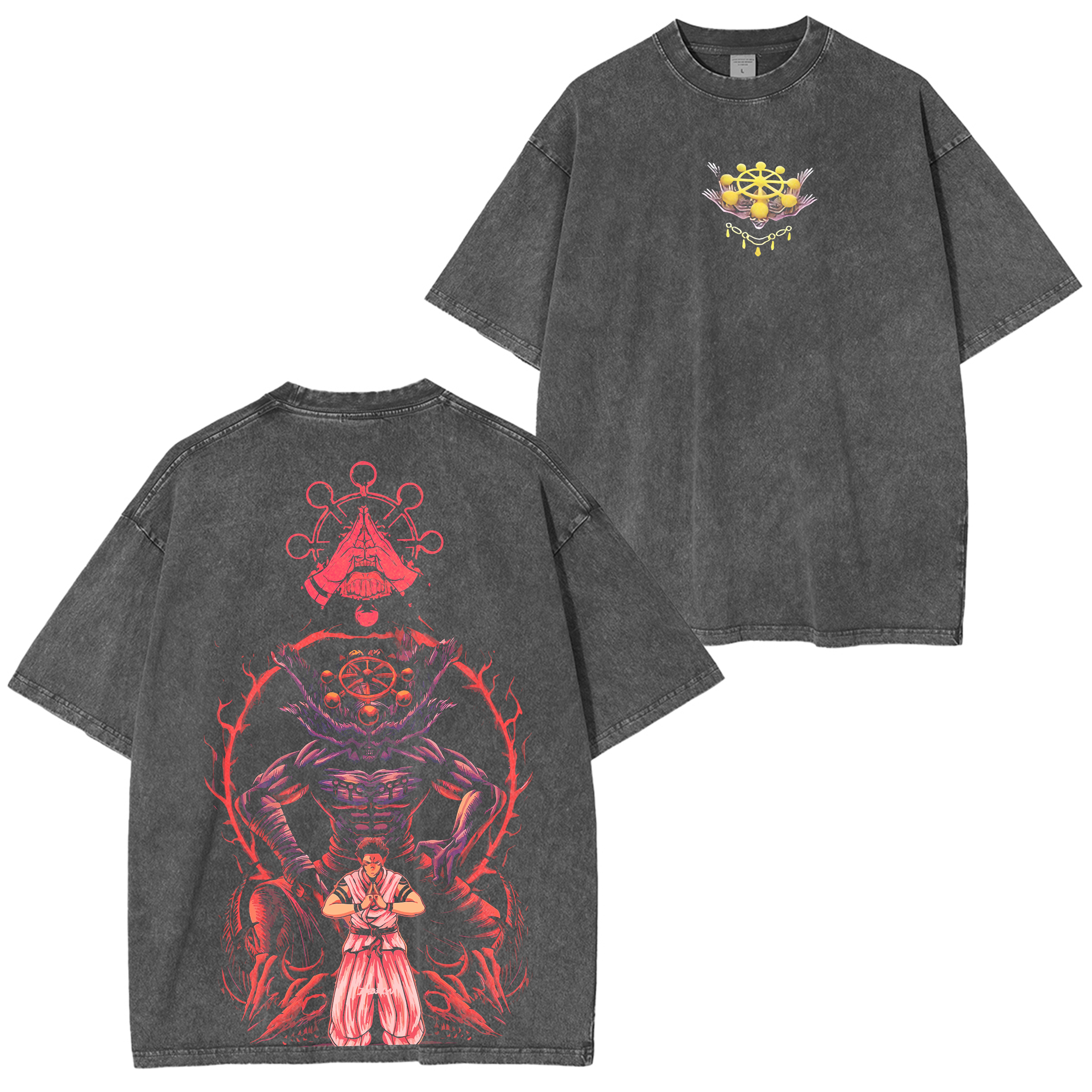 Jujustu Kaisen: Sukune X Mahoraga Anime Unisex Washed T-Shirt