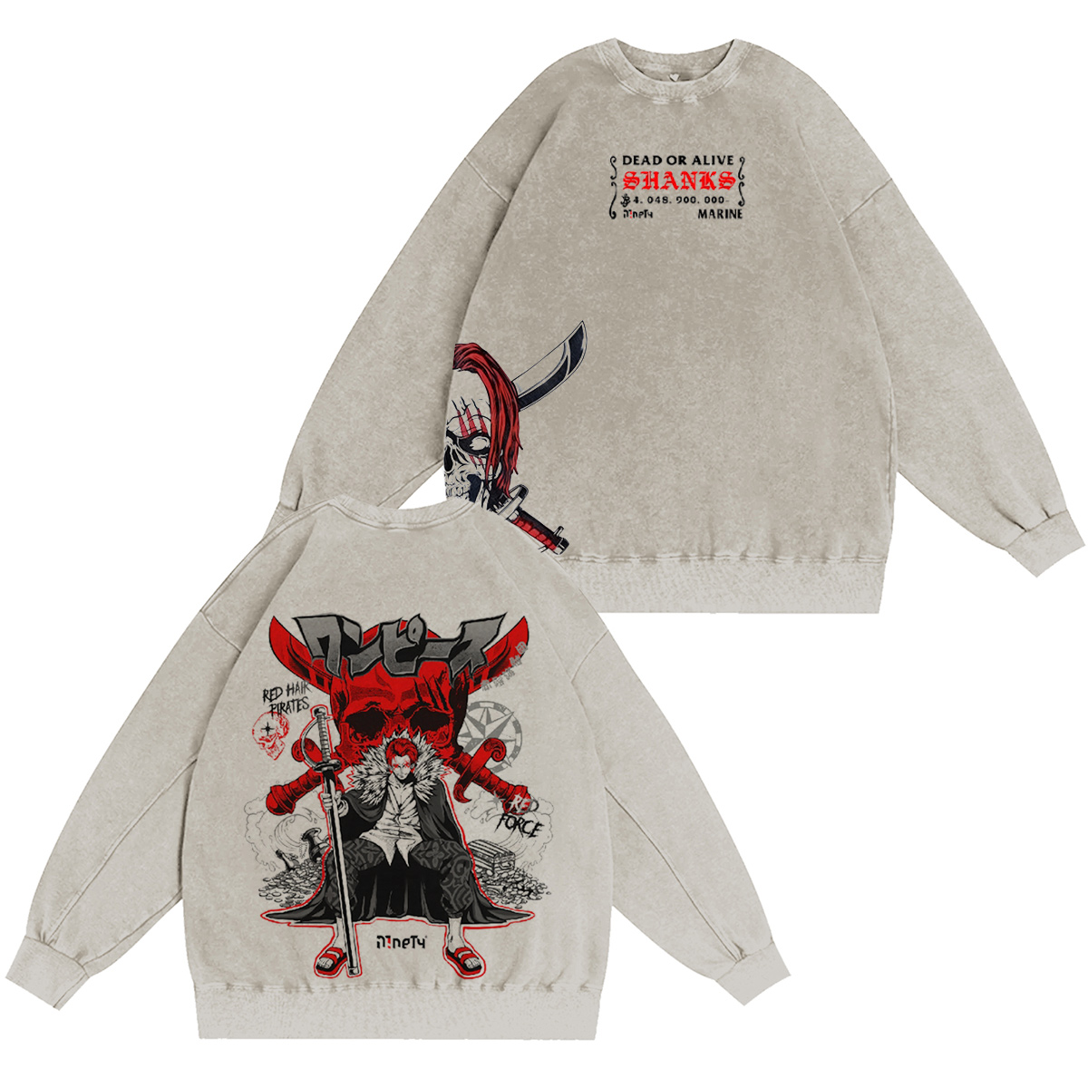 Akagami no Shanks - Kaos Anime Manga One Piece Vintage washed T-shirt/Crewneck/Hoodie