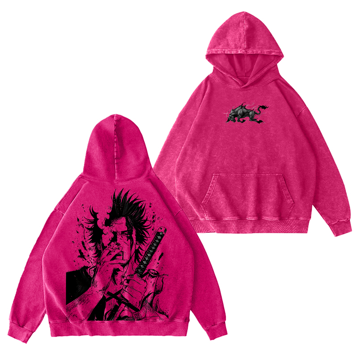 Yami Sukehiro x Black Bulls Black Clover Anime Double Printed Vintage Unisex Hooded Sweatshirt