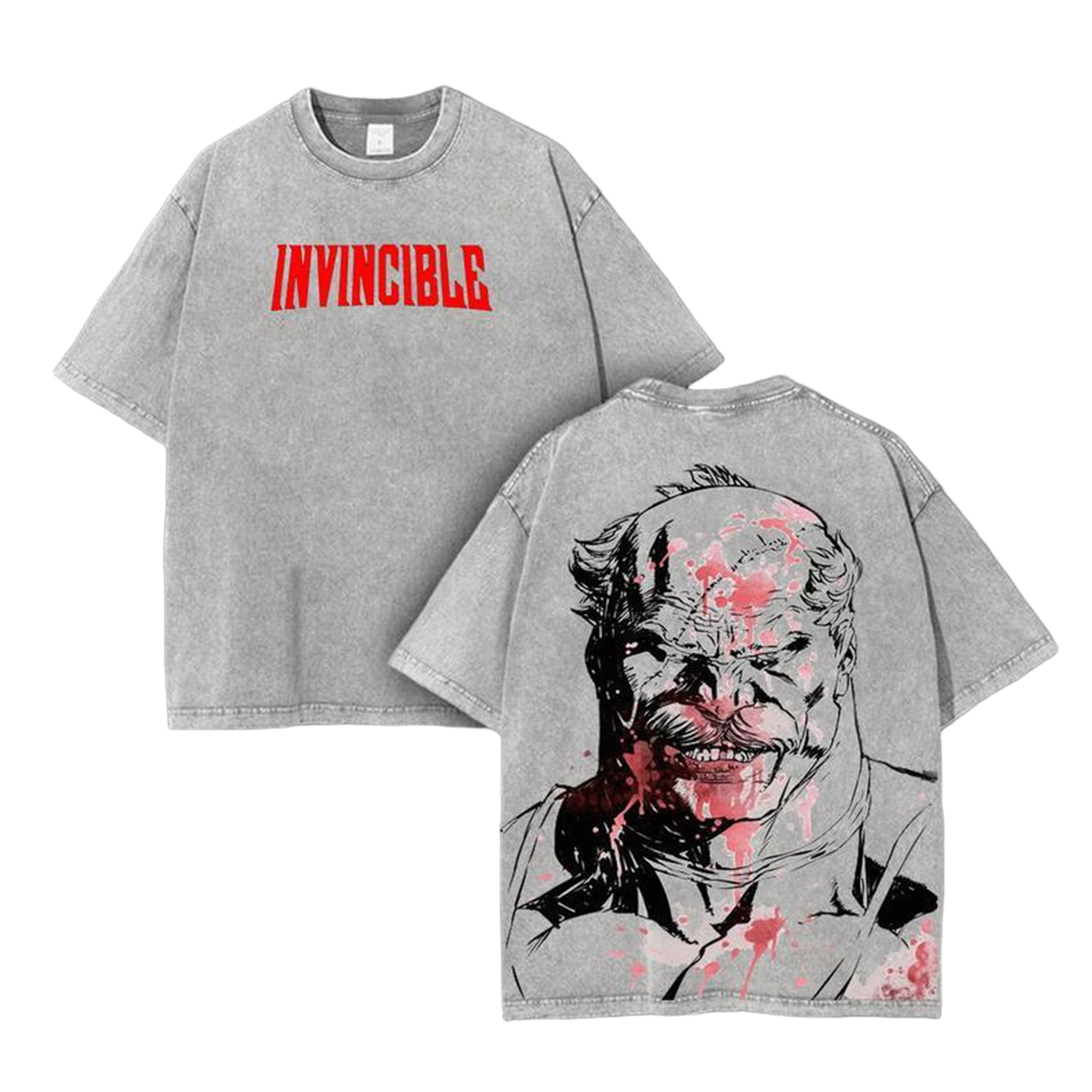 Conquest Invincible Anime Double Printed Vintage Washed Tee