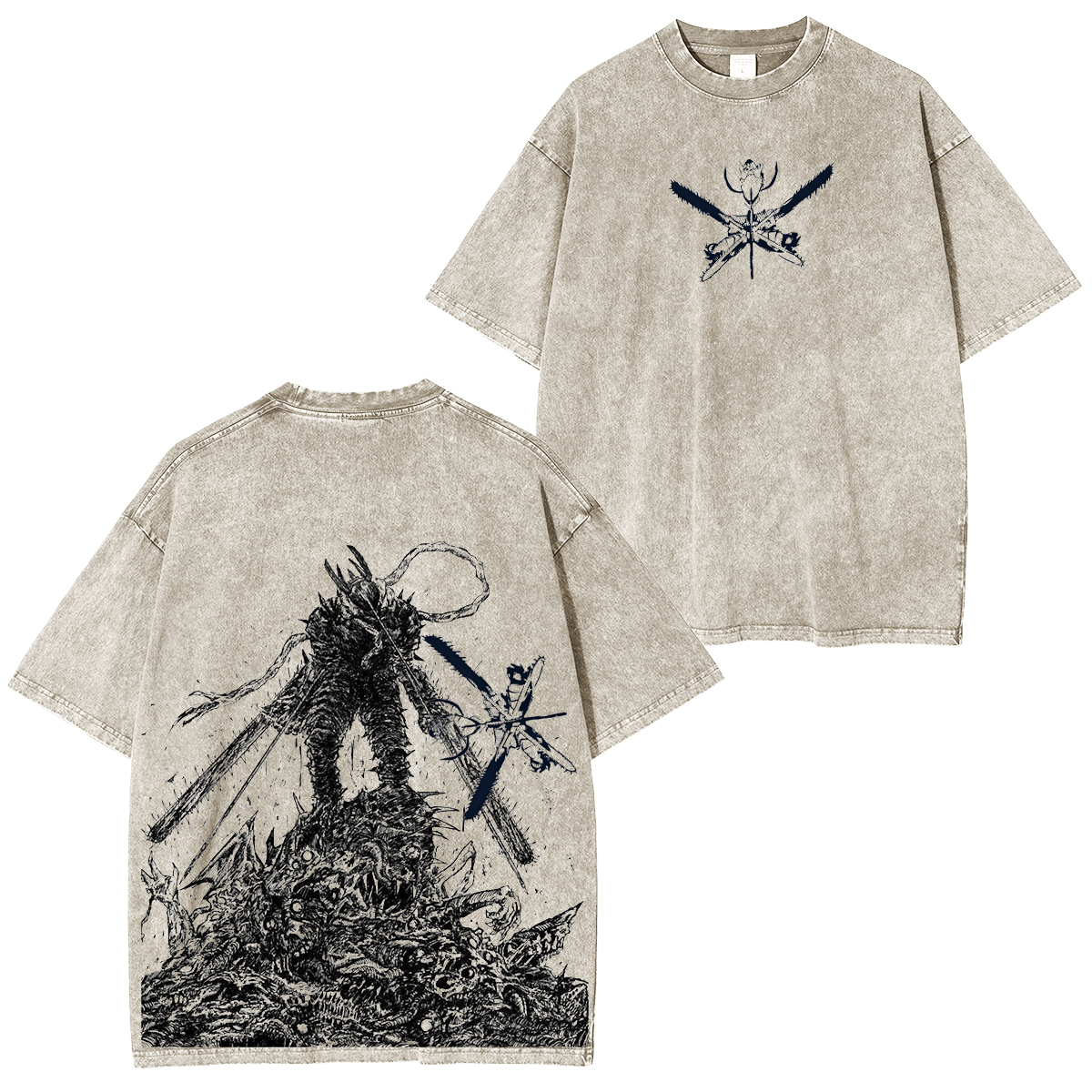 Chainsaw Man Chainsaw pure primal Denji Pochita Devil Villains Washed T-shirt