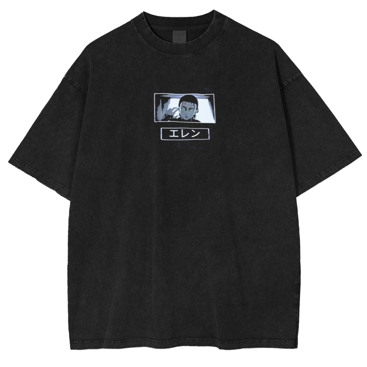 Retro Heavy Eren Yeager x Attack On Titan V2 Anime Double Printed Men's Vintage Tees Oversized Washed Tee
