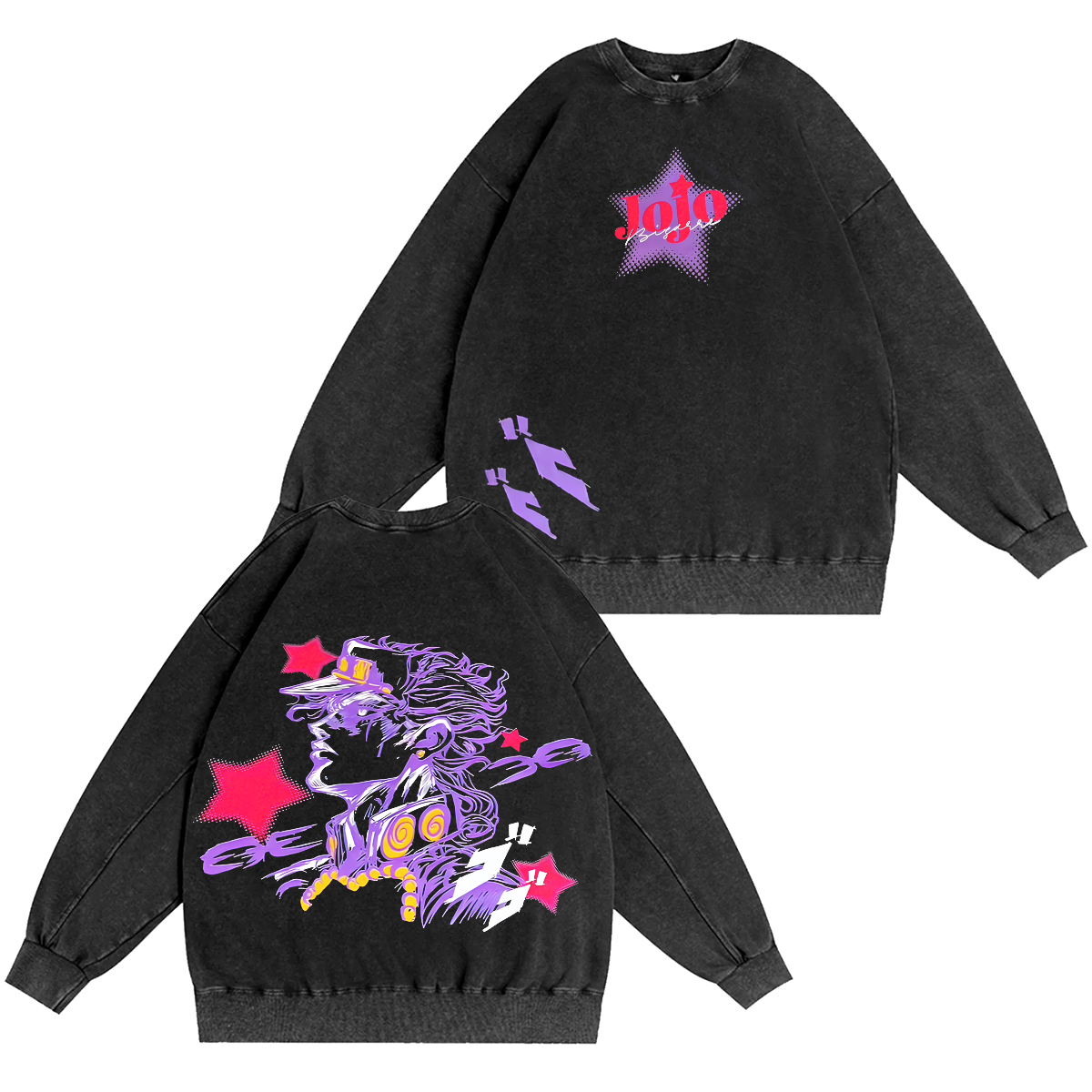 Joestar JoJo’s Bizarre Adventure Double Printed Vintage Oversized Washed T-Shirt/Crewneck/Hoodie