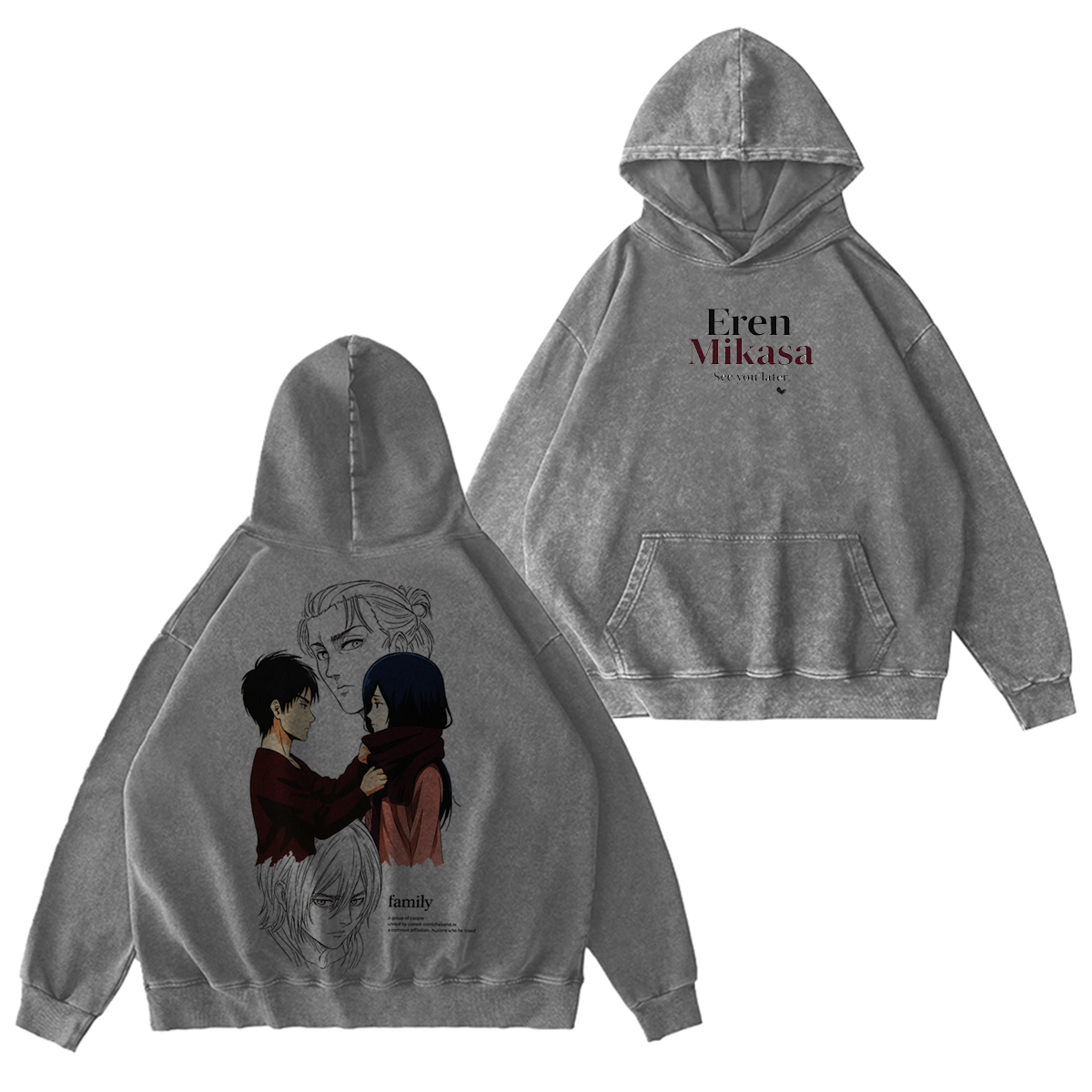 Attack on Titan：Eren Yeager Mikasa Vintage washed T-shirt/Crewneck/Hoodie