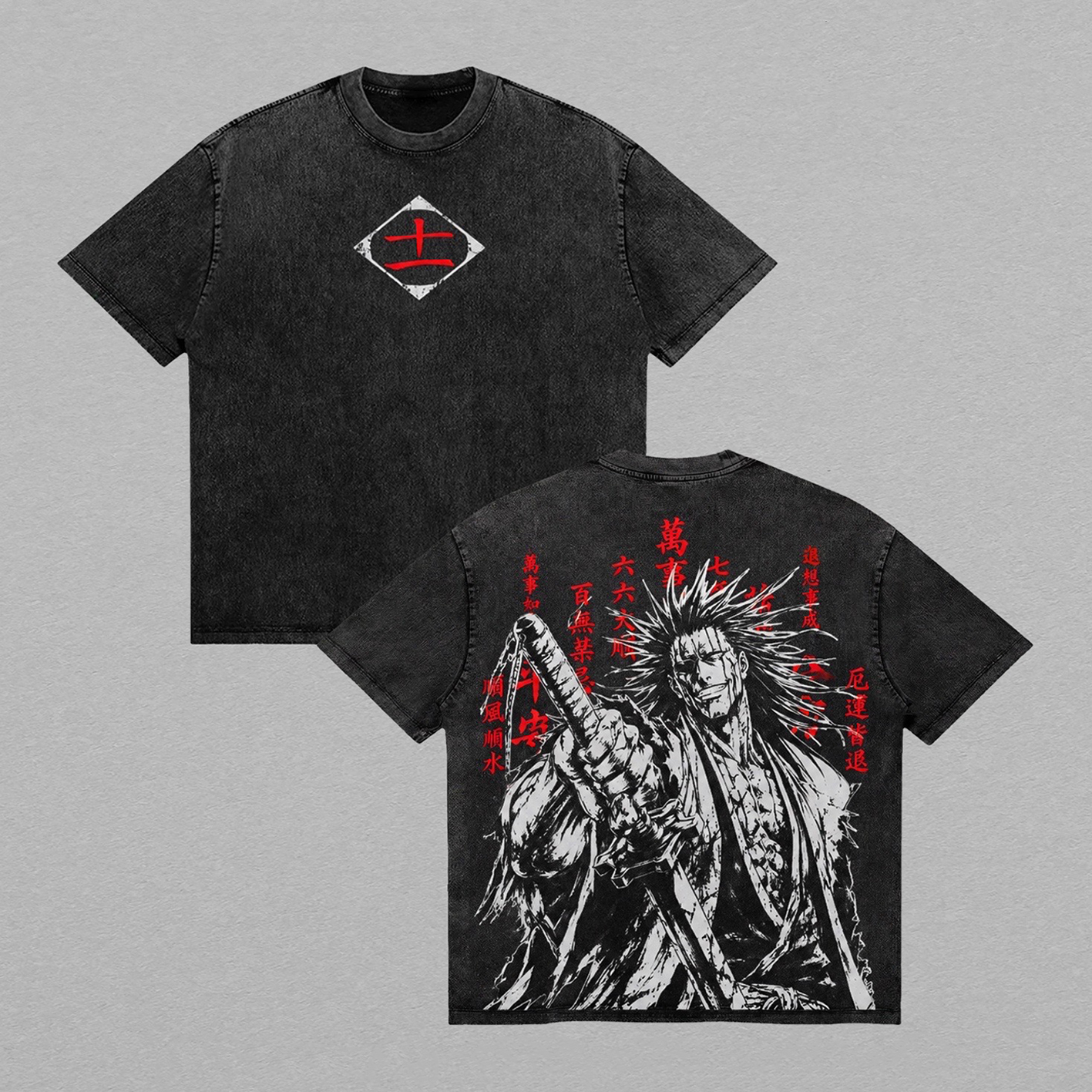 Kenpachi Zaraki Bleach Vintage Unisex  Washed T-Shirt