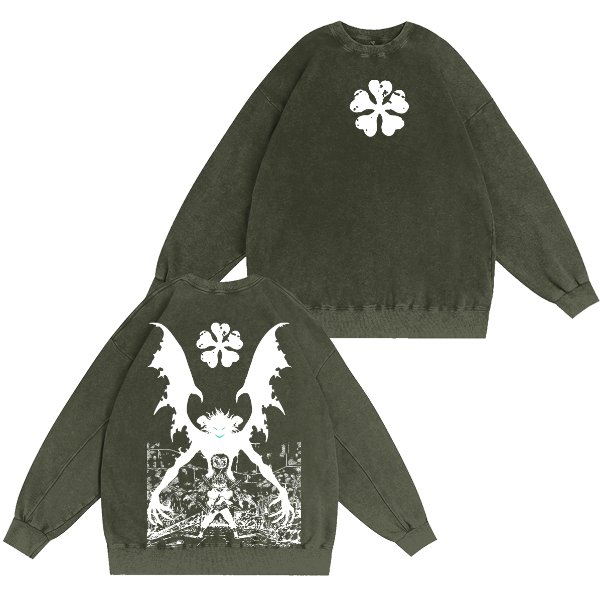 Black Clover Streetwear Inspired Anim Washed T-shirt/Crewneck/Hoodie