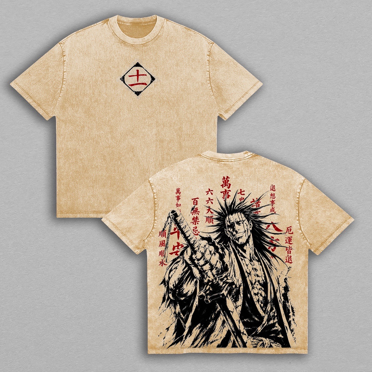 Kenpachi Zaraki Bleach Vintage Unisex  Washed T-Shirt