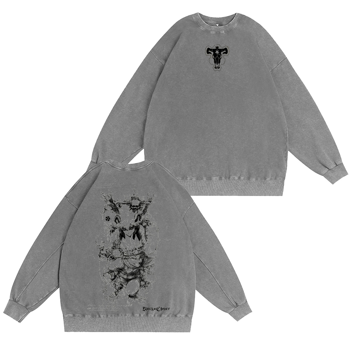 Asta x Black Bulls Black Clover Anime Washed T-shirt/Crewneck/Hoodie