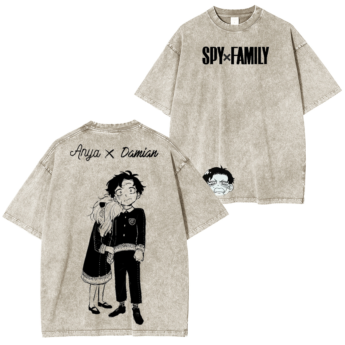 Damian Desmond x Anya Forger Spy �� Family Vintage Washed T-shirt/Crewneck/Hoodie