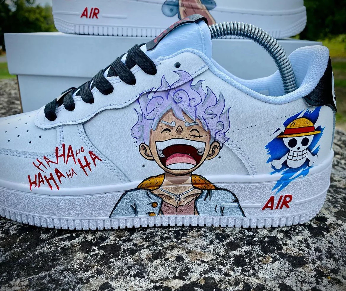 Luffy Gear 5 Custom Titans Style Shoes Hand Painted AIR FORCE 1  Shoes 