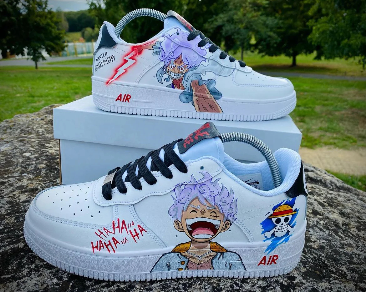 Luffy Gear 5 Custom Titans Style Shoes Hand Painted AIR FORCE 1  Shoes