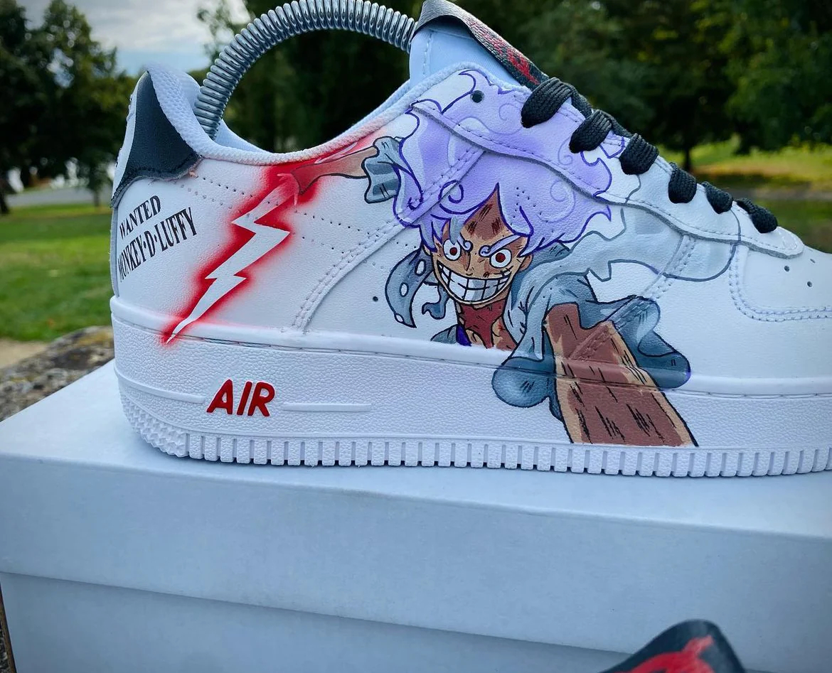 Luffy Gear 5 Custom Titans Style Shoes Hand Painted AIR FORCE 1  Shoes 