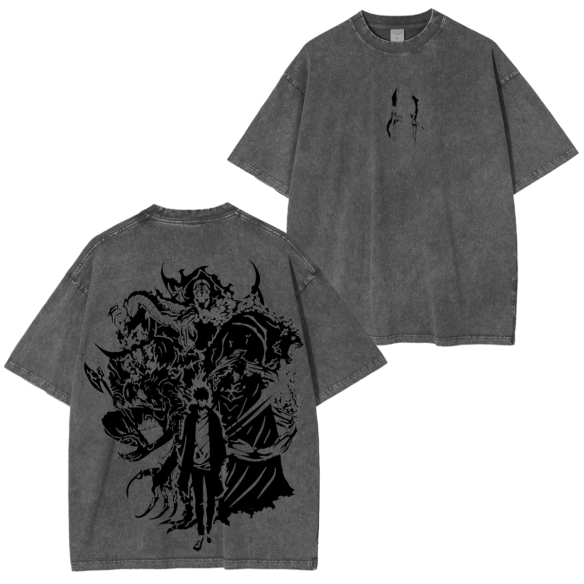 Retro Limited Sung Jin Woo Solo Leveling anime Washed Cotton T-shirt