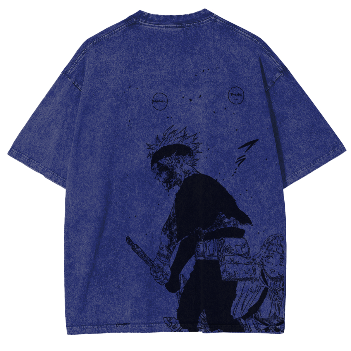 Asta x Black Bulls Black Clover Anime Double Printed Vintage Washed Tee Unisex