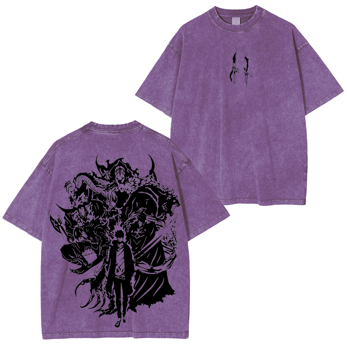 Retro Limited Sung Jin Woo Solo Leveling anime Washed Cotton T-shirt