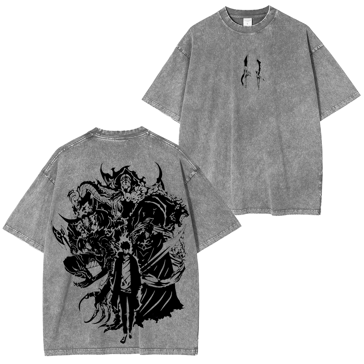 Retro Limited Sung Jin Woo Solo Leveling anime Washed Cotton T-shirt