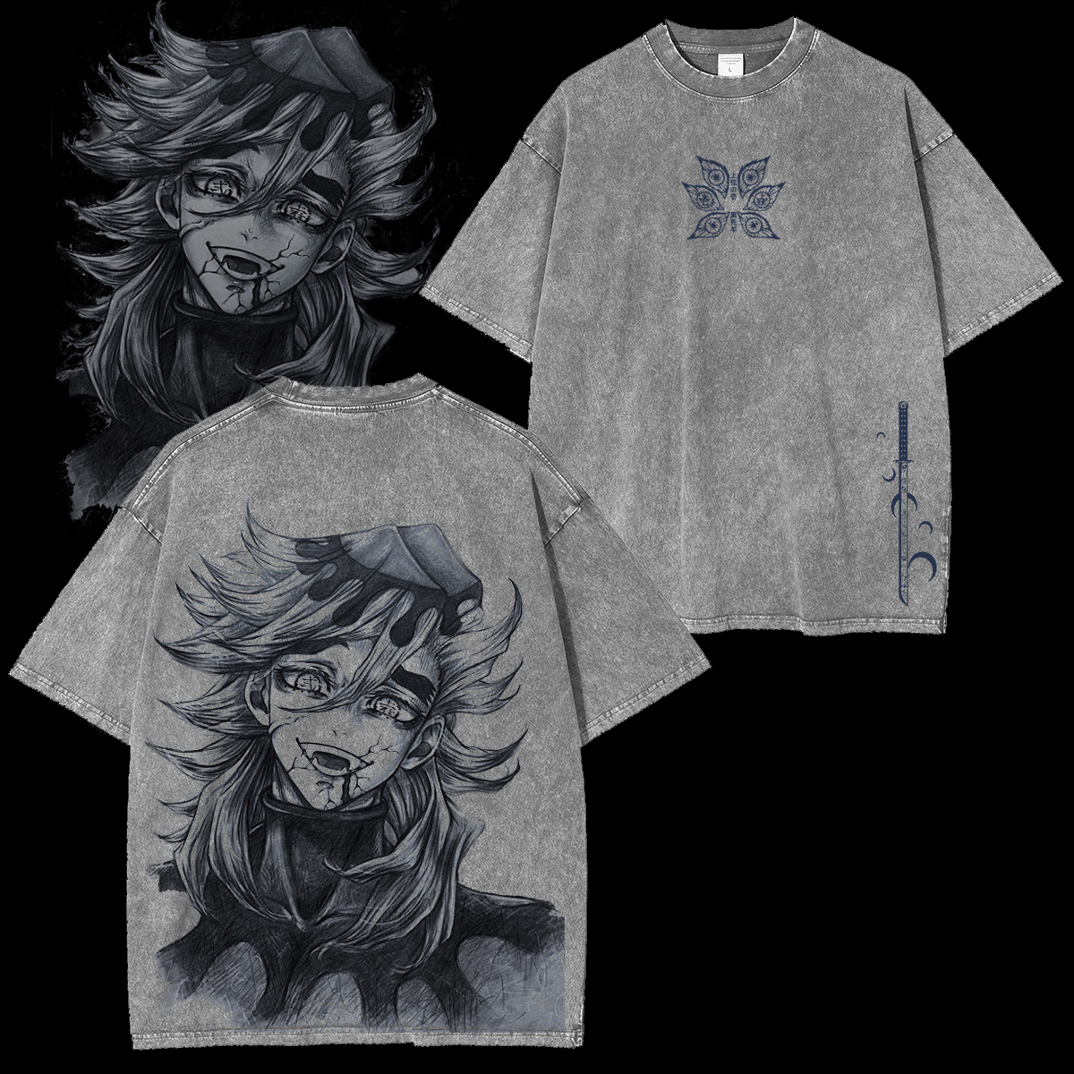 Demon Slayer: kokushibo Vintage washed T-shirt/Crewneck/Hoodie
